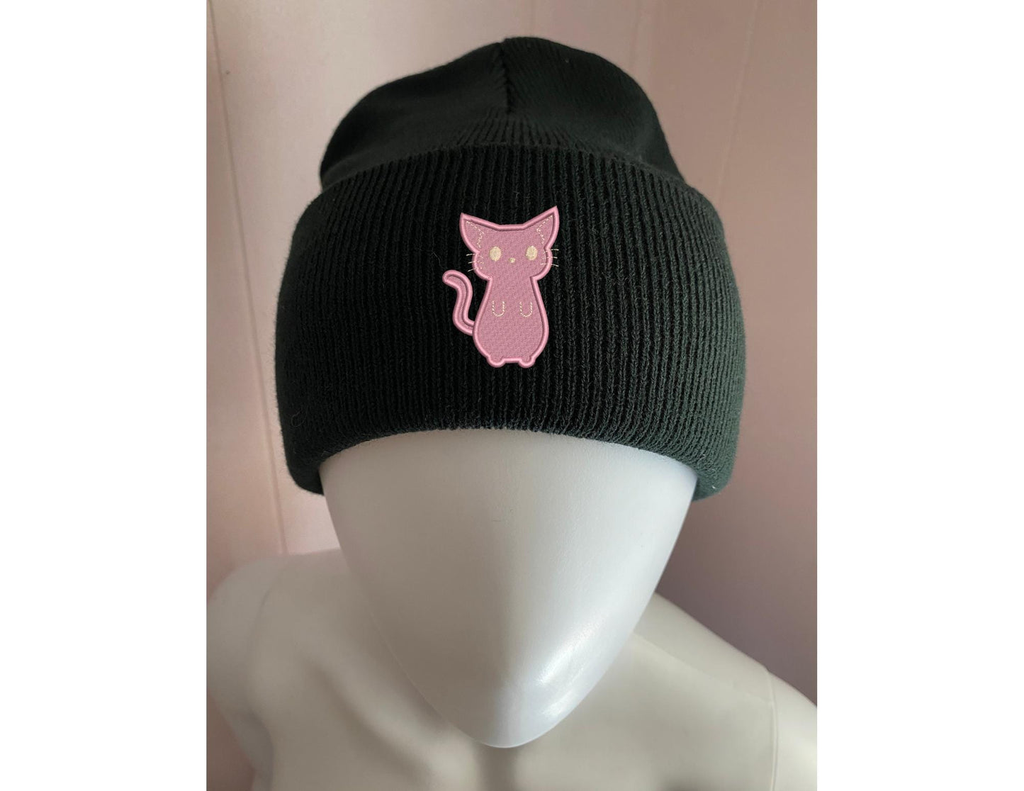 Embroidered CAT Beanie, Personalized Cute Kitten Winter hat, Kid-Friendly Comfy Cold Weather Wear, Cute Cat Hat Gift Present for Cat Lovers