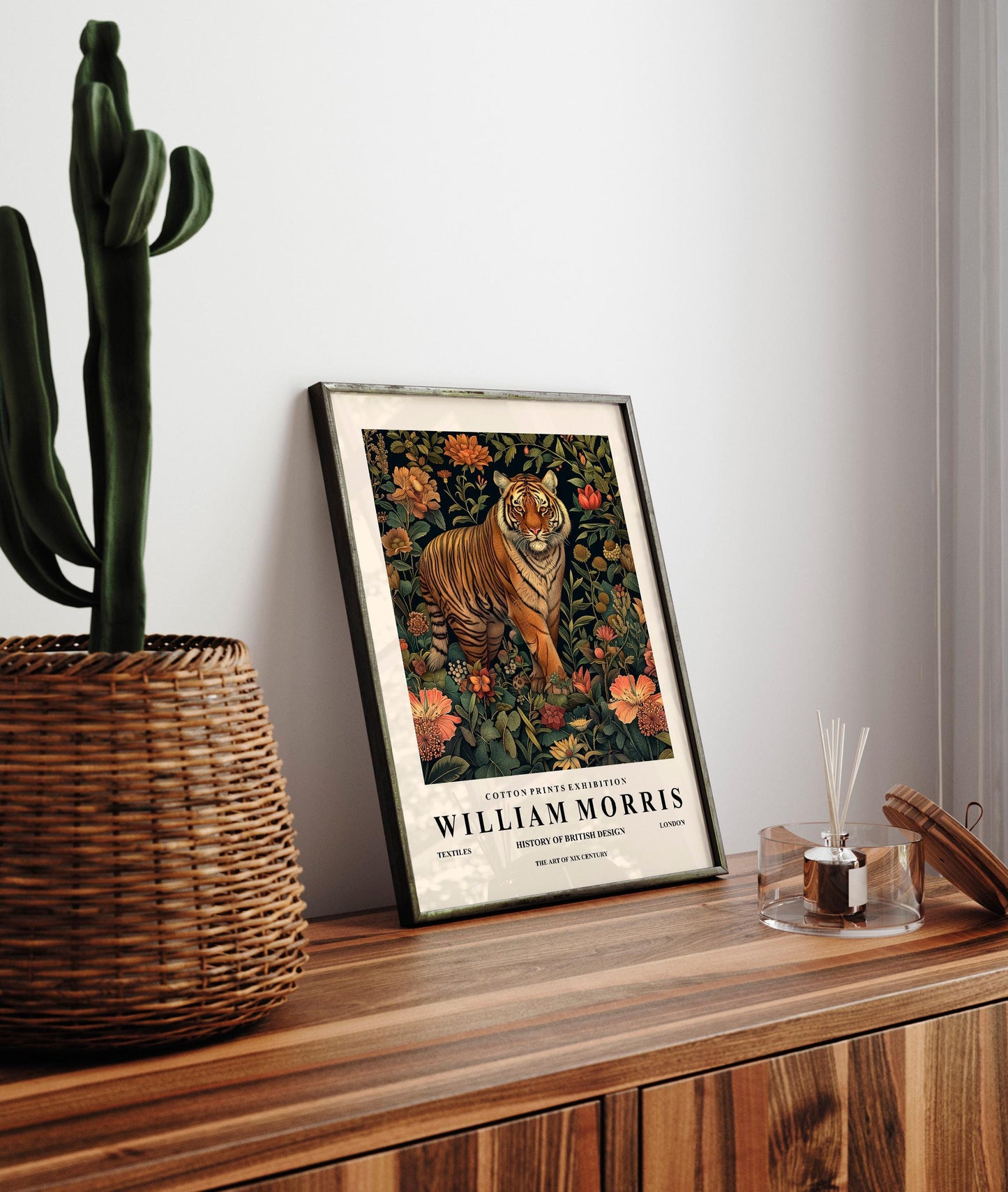 William Morris Tiger Print: Dark Botanical Mid-Century Modern Wall Art