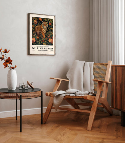 William Morris Tiger Print: Dark Botanical Mid-Century Modern Wall Art