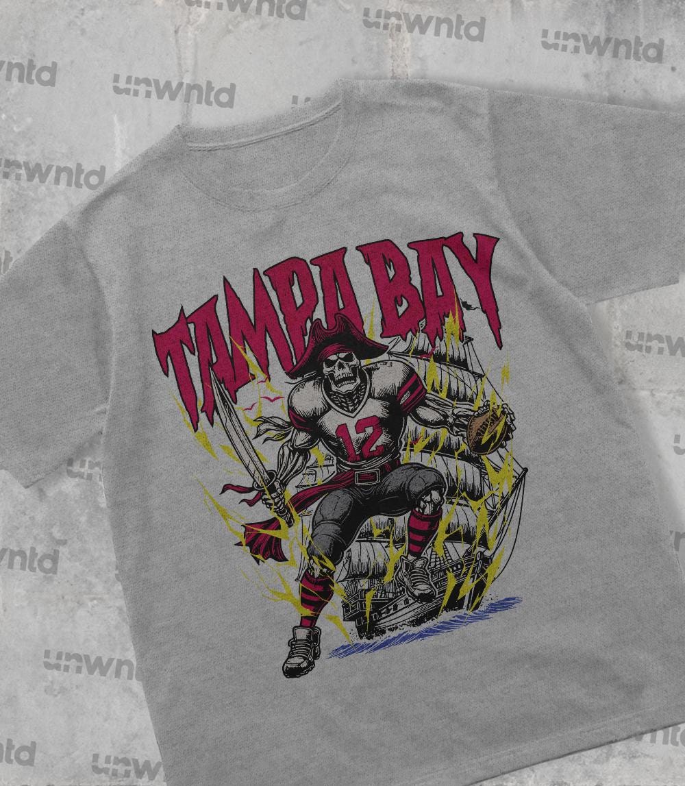 Tampa Bay Football Shirt - Graphic Tees - Skeleton Shirt - Merch Tee - Gift Shirt - Bootleg Shirt - Skeleton Football Shirt - Buccaneers