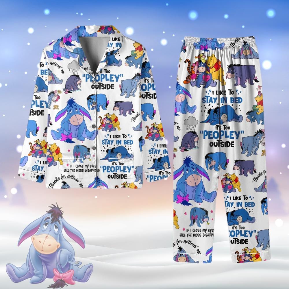 Winnie The Pooh Eeyore  Pajamas, Eeyore Dokey Pajamas, It's Too Peopley Outside , Pooh Bear Shirt, Gift For Him