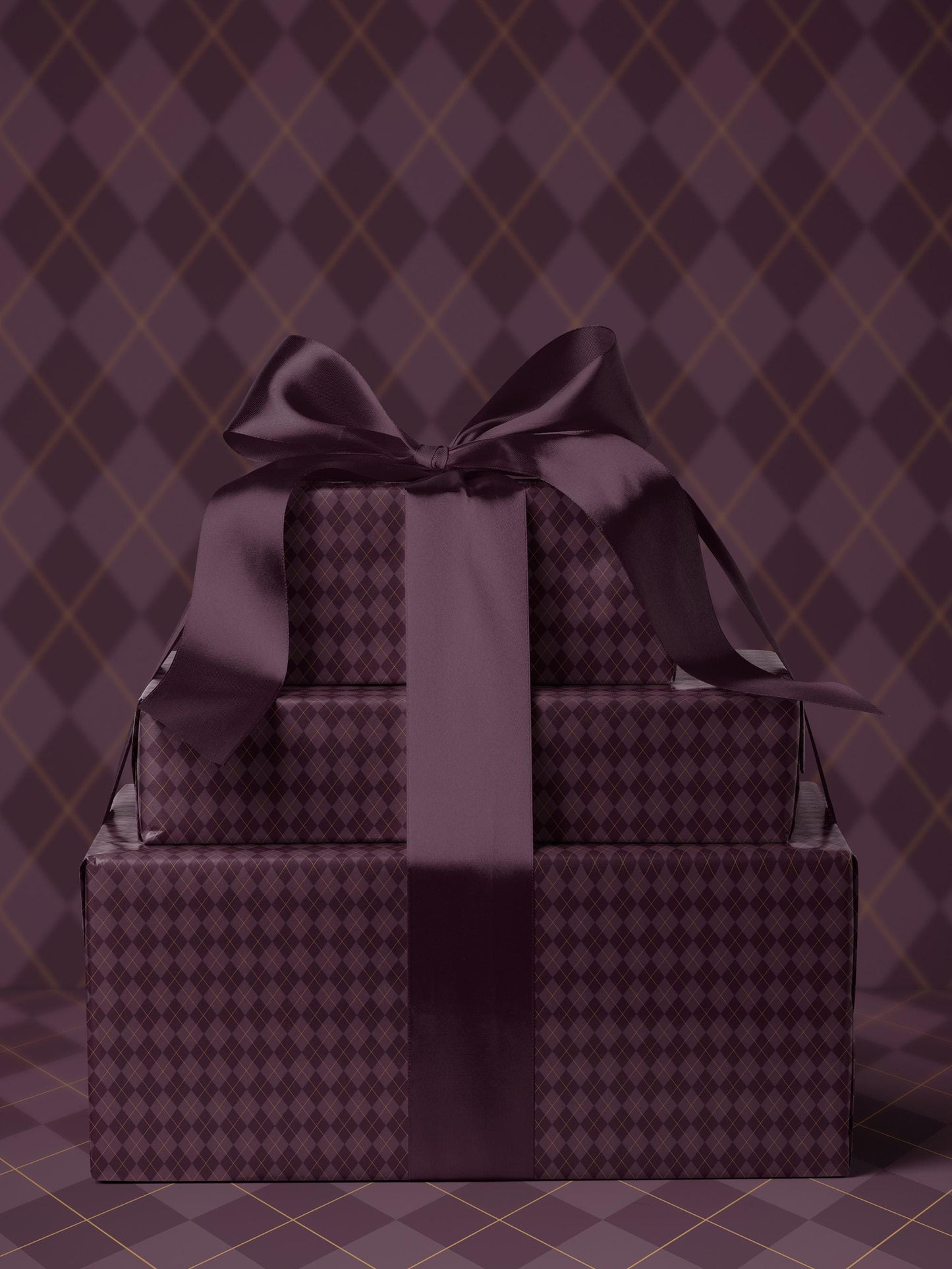 Argyle Purple Wrapping Paper Birthday Purple Plaid Gift Wrap Mom Anniversary Gift for Her Vintage Wrapping Paper Craft Decoupage Paper