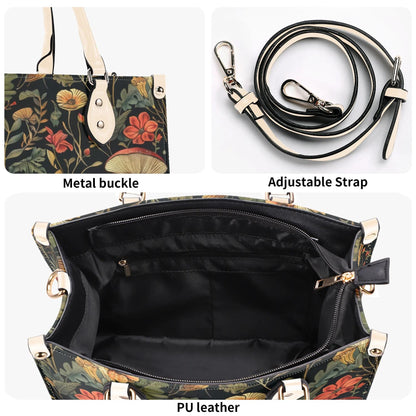 Mushroom Meadow Bag - Vegan Leather, Crossbody or Shoulder, Tote bag, large handbag, gift idea