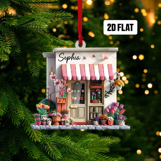 Personalized Florist 2D Flat Ornament, Custom Flower Shop Ornament, Florist Gift, Flower Shop Christmas Ornament, Gift For Christmas 2024