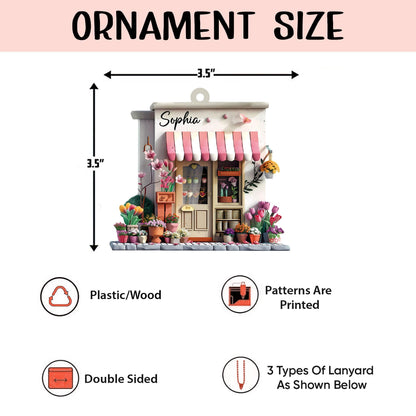 Personalized Florist 2D Flat Ornament, Custom Flower Shop Ornament, Florist Gift, Flower Shop Christmas Ornament, Gift For Christmas 2024