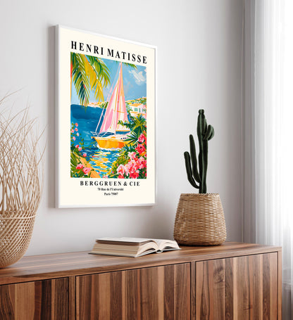 Matisse Style Sailing Boat Art Print: Beachy Summer Vibes