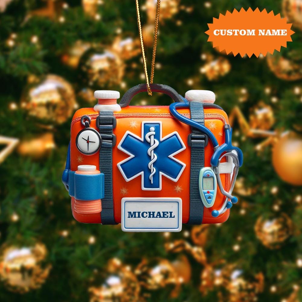 Personalized EMS Emt Paramedic Christmas Ornament, Emergency Paramedic Xmas Ornament, Christmas Gift