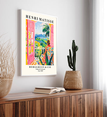 Henri Matisse Inspired Print: Pink Balcony, Summer Vibes Wall Art