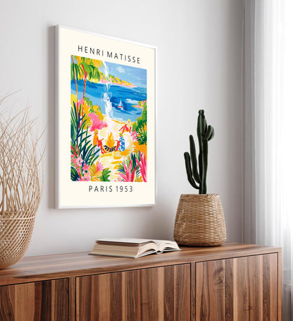 Matisse Style Beach Print: Tropical Women at Campfire Wall Art