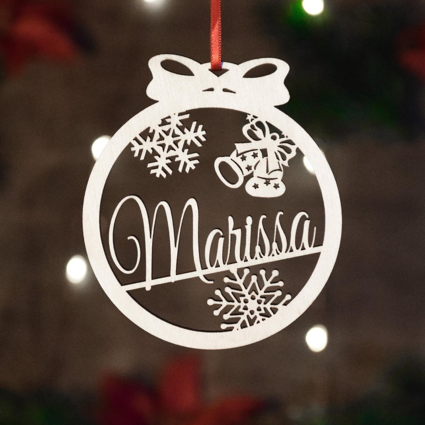 Custom Name Ornament | Personalized Christmas Wood Ornament | USA Made | Laser Cut Gift Tag | Laser Cut Name Bauble 2025
