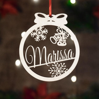 Custom Name Ornament | Personalized Christmas Wood Ornament | USA Made | Laser Cut Gift Tag | Laser Cut Name Bauble 2025