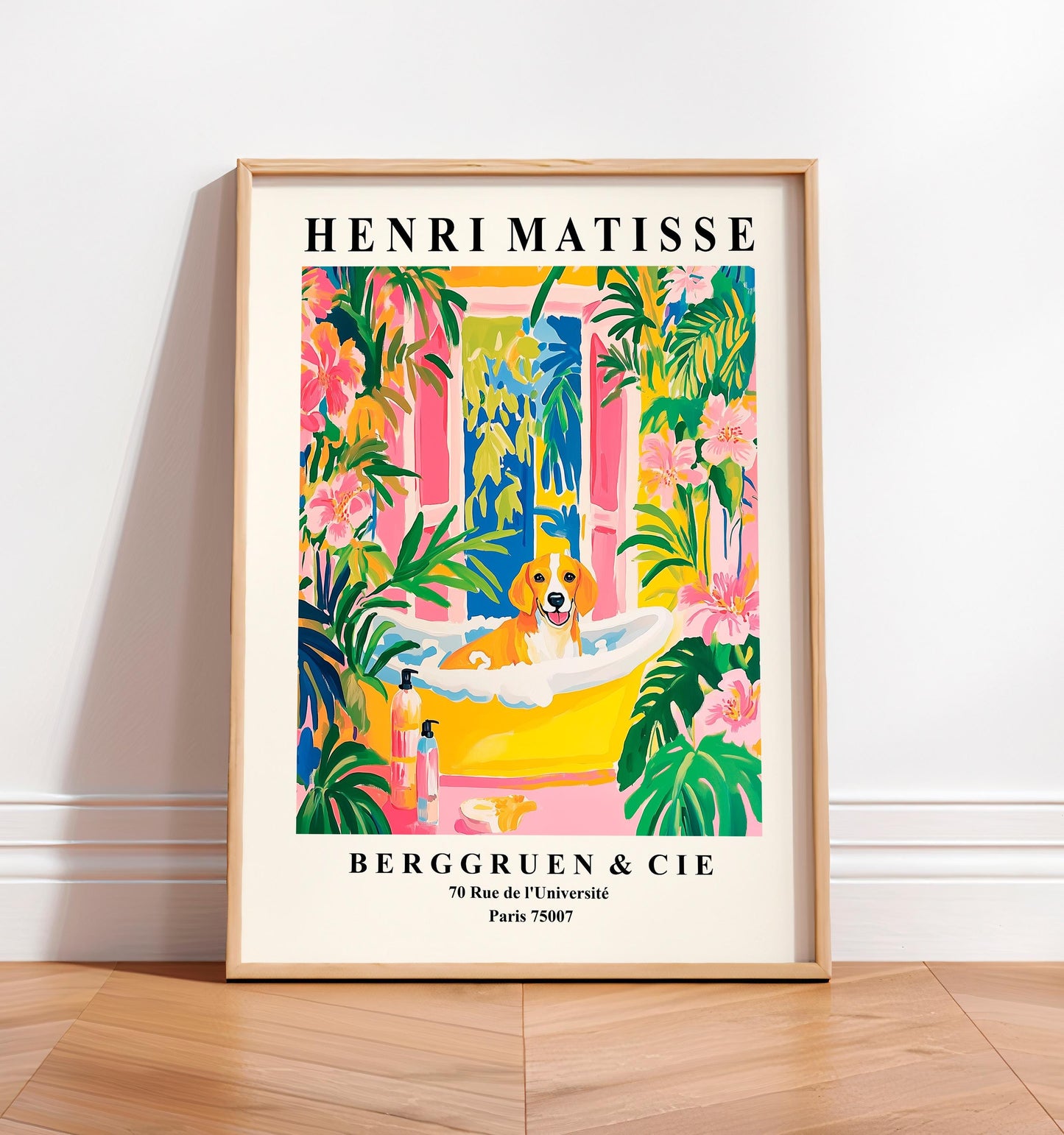 Beagle in Bathtub Art Print: Funny Dog Bathroom Wall Decor