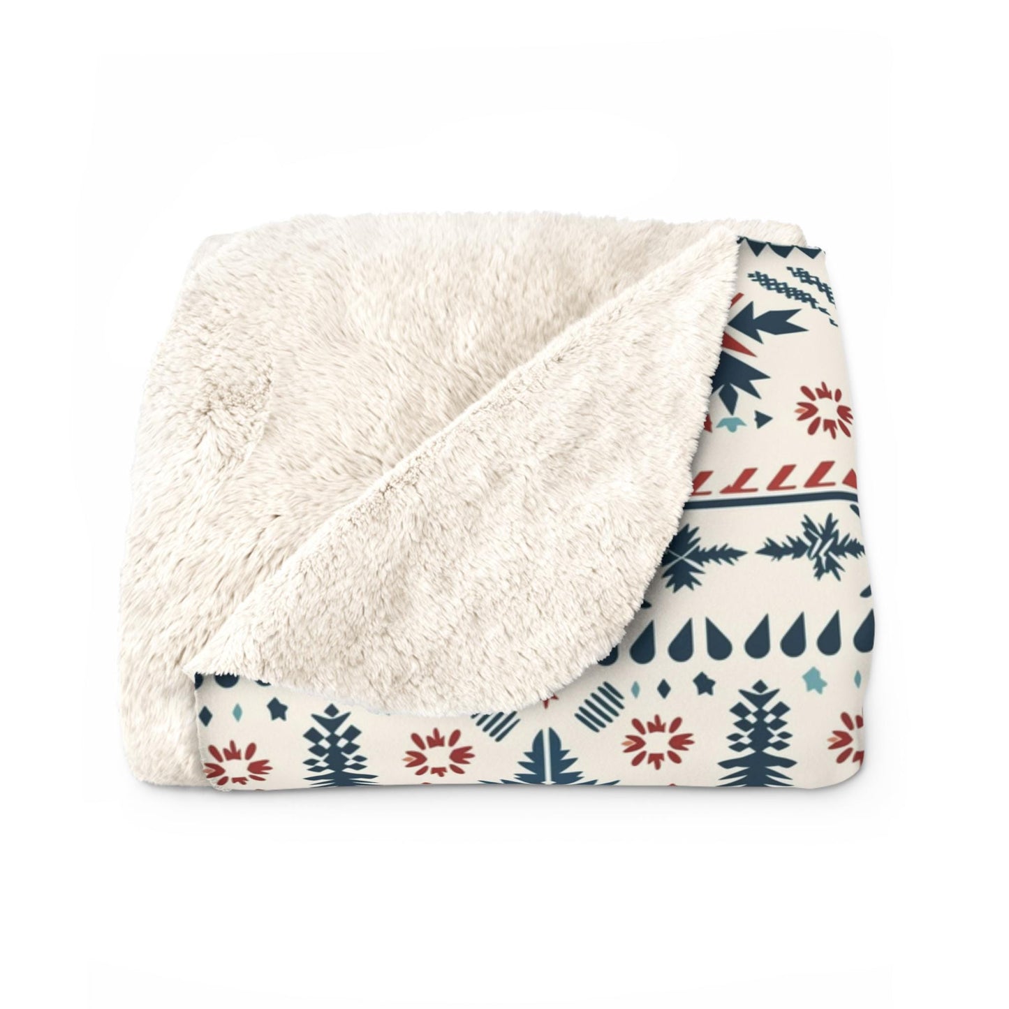 Nordic Fairisle Sherpa Fleece Blanket | Cozy Scandinavian-Inspired Gift | Soft Sherpa Fleece Blanket with Whimsical Nordic Stripes | Blanket