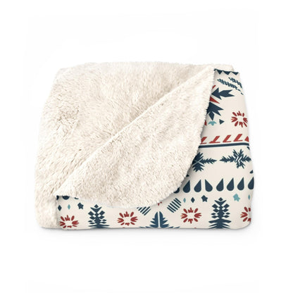 Nordic Fairisle Sherpa Fleece Blanket | Cozy Scandinavian-Inspired Gift | Soft Sherpa Fleece Blanket with Whimsical Nordic Stripes | Blanket