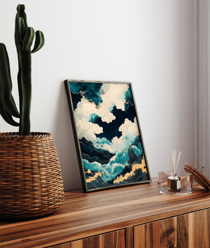 Japanese Waves Art Print: Ukiyo-e Style Ocean Landscape
