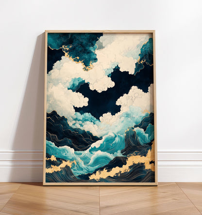 Japanese Waves Art Print: Ukiyo-e Style Ocean Landscape