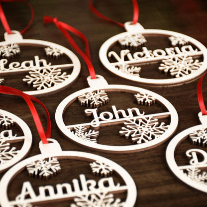 Personalized Christmas Ornament | Custom Laser Cut Name Bauble | 2025 Wood Gift Tag