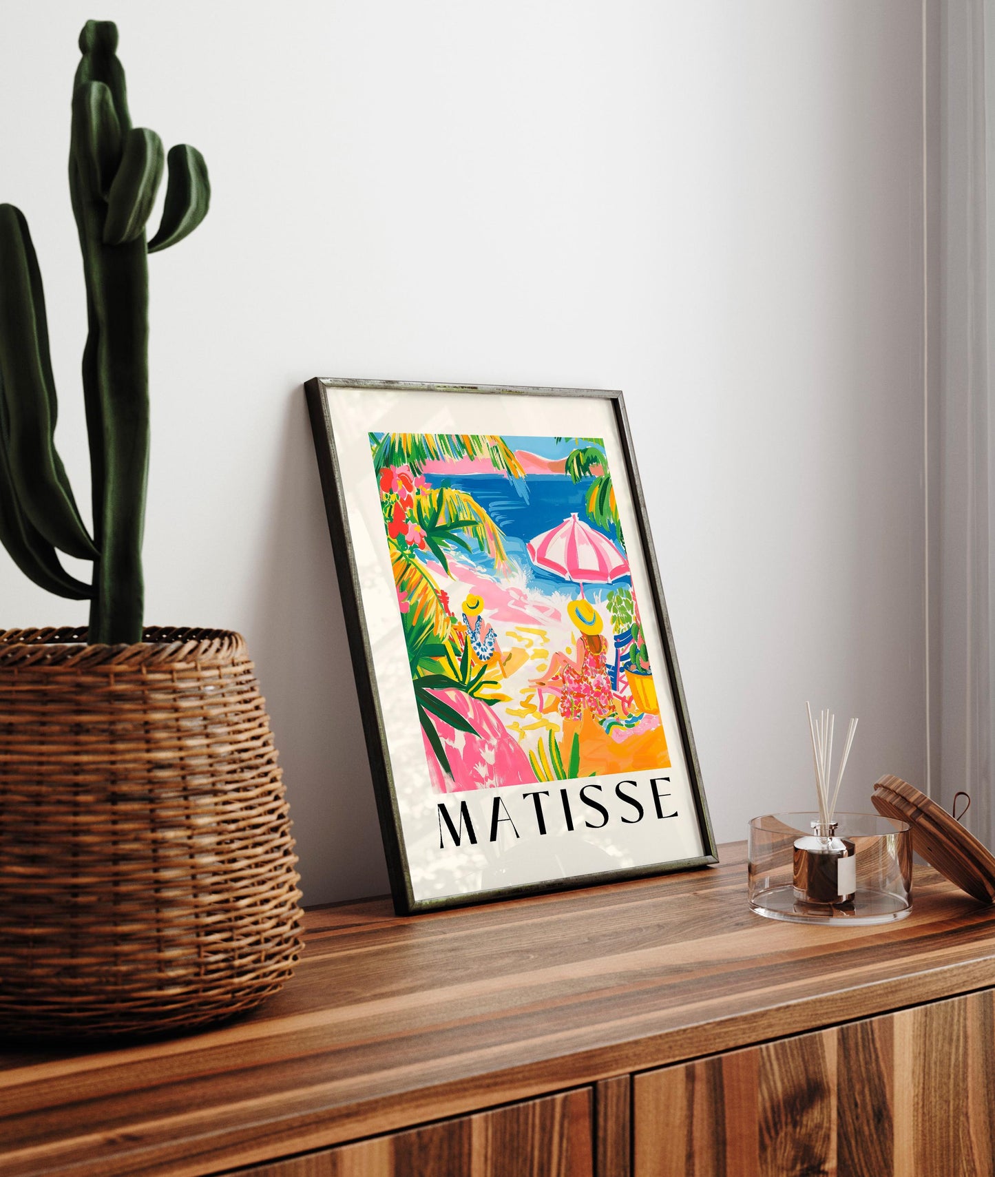 Matisse Style Beach Print: Bohemian Pink Y2K Wall Art