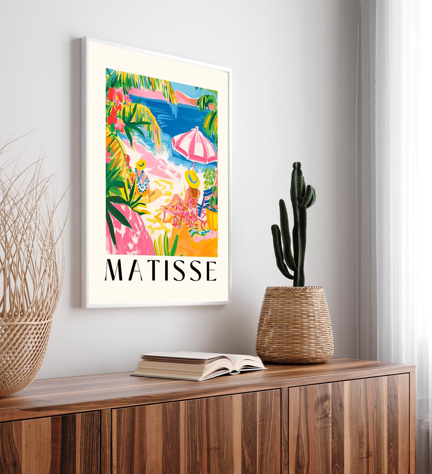 Matisse Style Beach Print: Bohemian Pink Y2K Wall Art