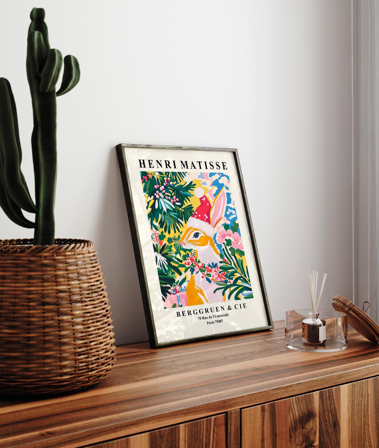 Matisse Rabbit Christmas Print: Funny Festive Wall Art