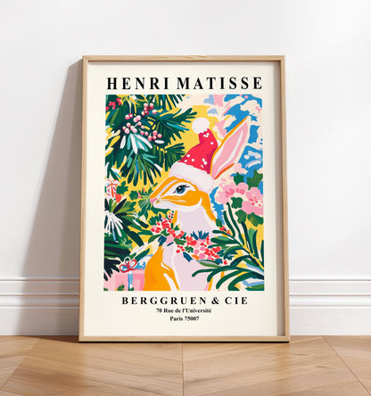 Matisse Rabbit Christmas Print: Funny Festive Wall Art
