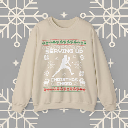 Ping Pong Ugly Christmas , Serving Up Christmas Cheer Sweatshirt, Table Tennis Holiday Jumper, Ping Pong Gifts