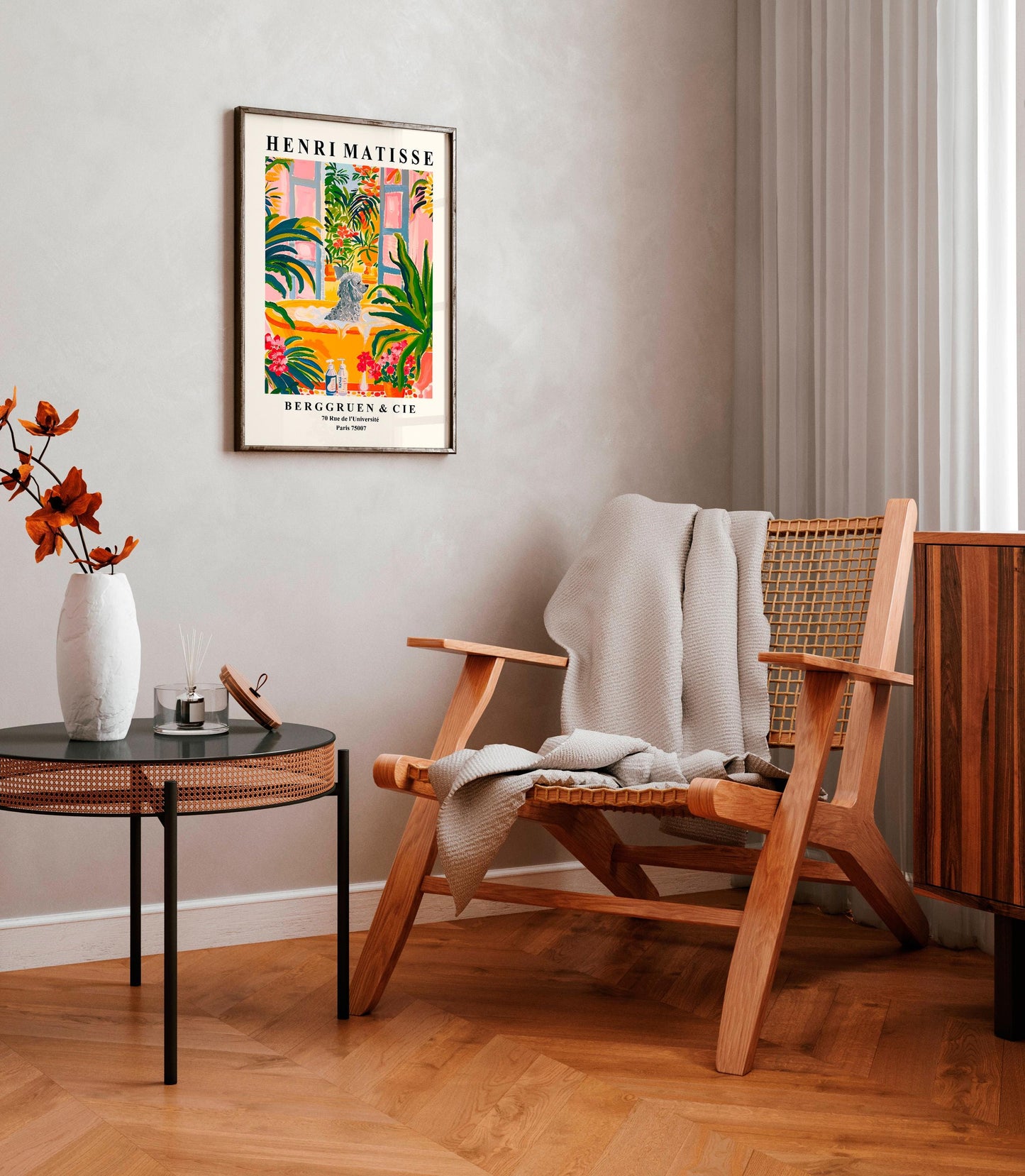 Poodle in Bathtub Art Print: Funny Dog Bathroom Decor, Henri Matisse Style