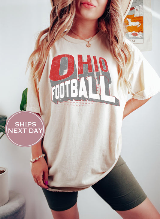Retro Ohio Football Shirt, Vintage Ohio Football Tee, Columbus Ohio T-Shirt, College Football Shirt