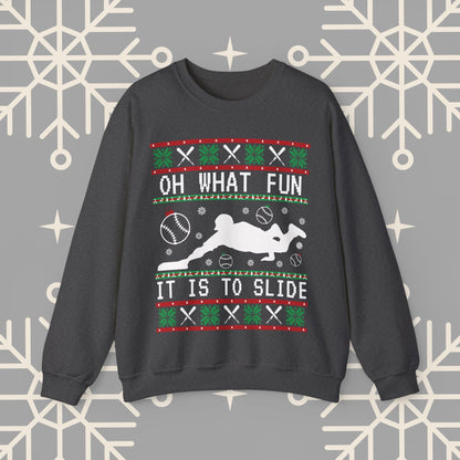 Baseball Ugly Christmas , Oh What Fun It Is To Slide Funny Baseball Sweatshirt, Christmas Party, Gift for Baseball Player