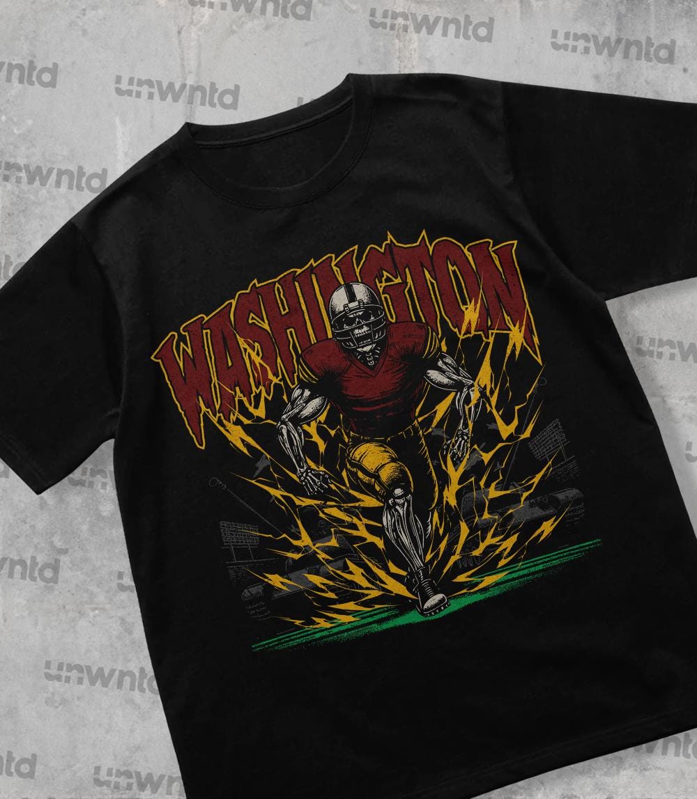 Washington Football Shirt - Graphic Tees - Skeleton Shirt - Merch Tee - Gift Shirt - Bootleg Shirt - Skeleton Football Shirt - Commanders