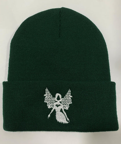 DARK FAIRY Beanie, Embroidered Winter hat, Nature Themed Cool Trendy Street Wear Design Comfy Cold Weather Wear, Great Gift Present for Teen