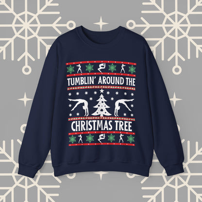 Gymnastics Ugly Christmas : Tumbling Around the Christmas Tree Gymnast Sweatshirt
