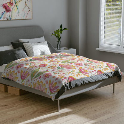 Retro Floral Blanket Boho Floral Fleece Throw Flower Lovers Gift Wildflower Bedding Botanical Lap Blanket Flower Lovers Christmas Gift Ideas