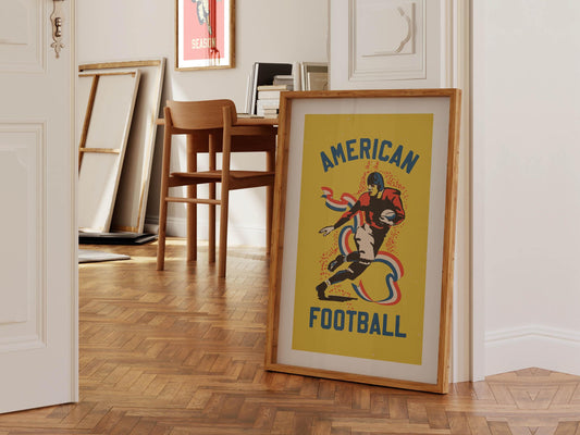 Retro Football Art Print American Football Poster Sports Wall Art Boys Room Decor Vintage Sports Gift for Football Lover