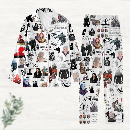 The Witcher Pajamas Set, Retro Tv Series Shirt, The Witcher Pajamas For Party, The Butcher Of Blaviken Holiday Pajamas, Christmas Gift