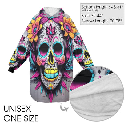 Blanket Hoodie personalized blankets hoodie that is a blanket Sugar Skull Día De Los Muertos Chicano Day of the Dead
