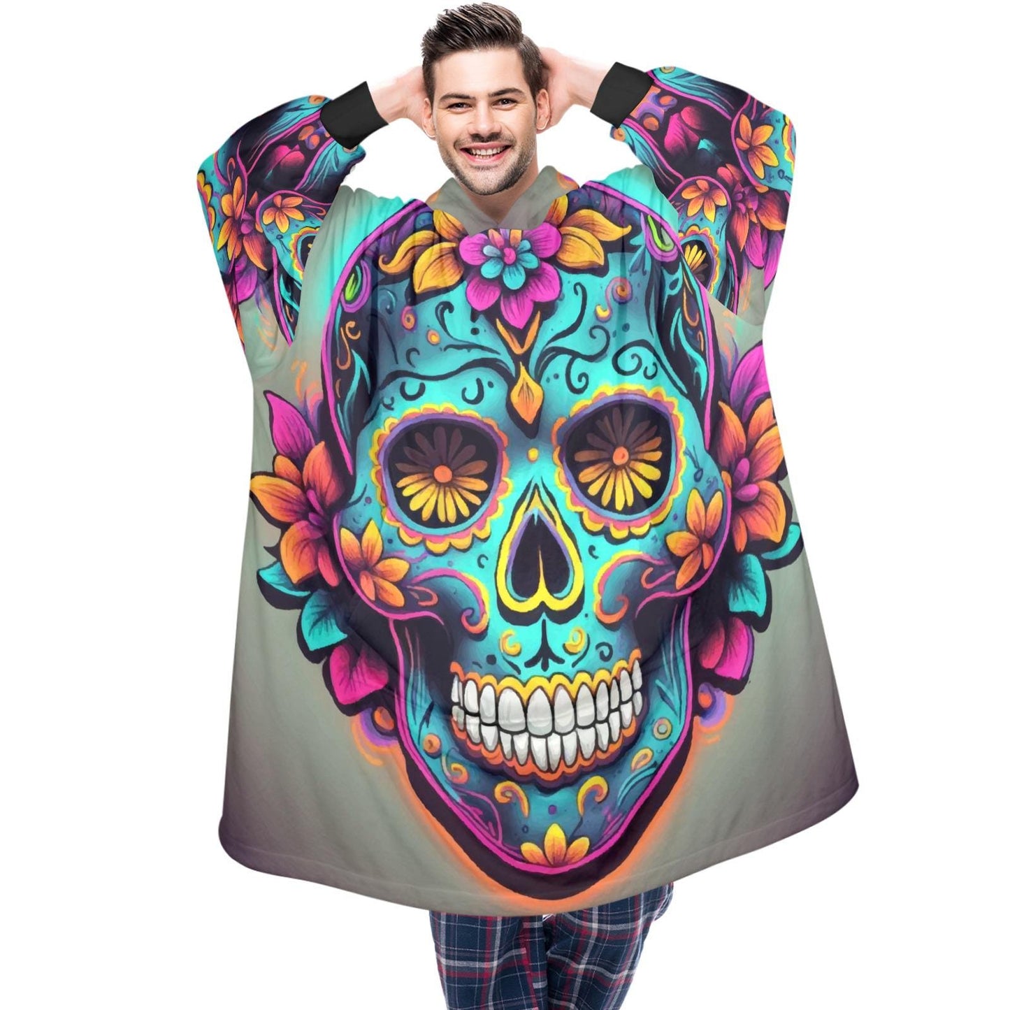 Sugar Skull Blanket Hoodie Día De Los Muertos Chicano Art