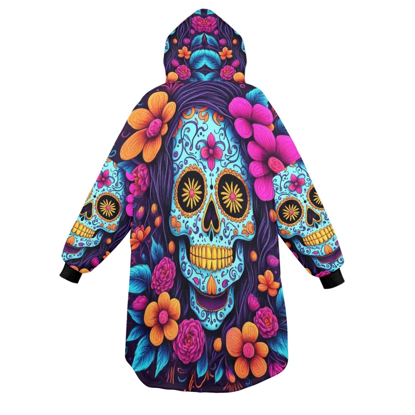 Sugar Skull Blanket Hoodie Día De Los Muertos Chicano Art