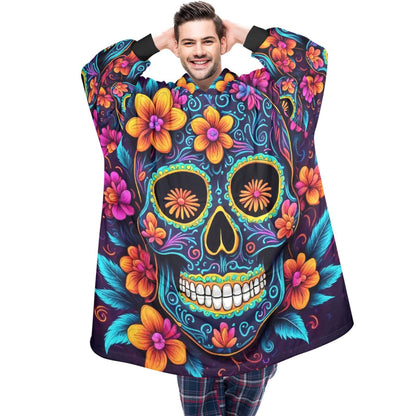 Blanket Hoodie personalized blankets hoodie that is a blanket Día De Los Muertos Chicano Day of the Dead Blanket Chicanos Sugar Skull