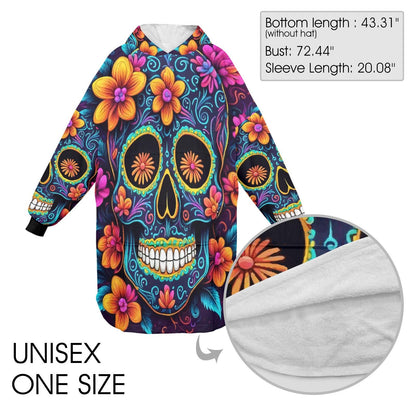 Blanket Hoodie personalized blankets hoodie that is a blanket Día De Los Muertos Chicano Day of the Dead Blanket Chicanos Sugar Skull