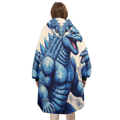 Retro Godzilla Blanket Hoodie Personalized Kaiju Art
