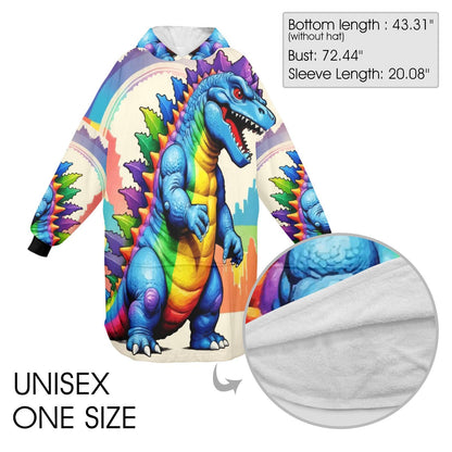 Retro Godzilla Blanket Hoodie Rainbow Kaiju Art Personalized