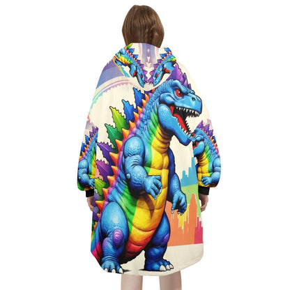 Retro Godzilla Blanket Hoodie Rainbow Kaiju Art Personalized