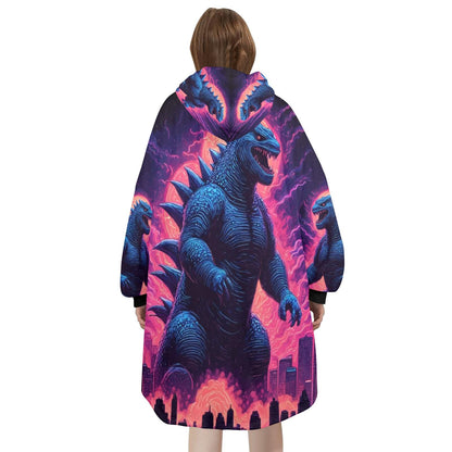 Godzilla Blanket Hoodie Retro Kaiju Rainbow Art Personalized Gojira Blanket