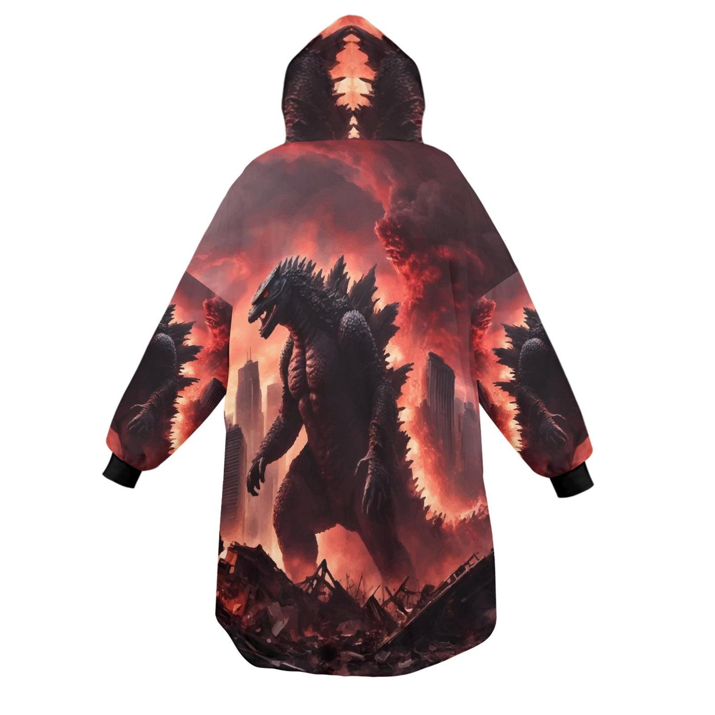 Godzilla Blanket Hoodie Kaiju Cartoon Fleece Lounger