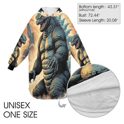 Godzilla Blanket Hoodie Retro Kaiju Comics Personalized Blanket
