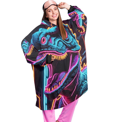 Godzilla Blanket Hoodie Retro Kaiju Dinosaur Fleece Lounger