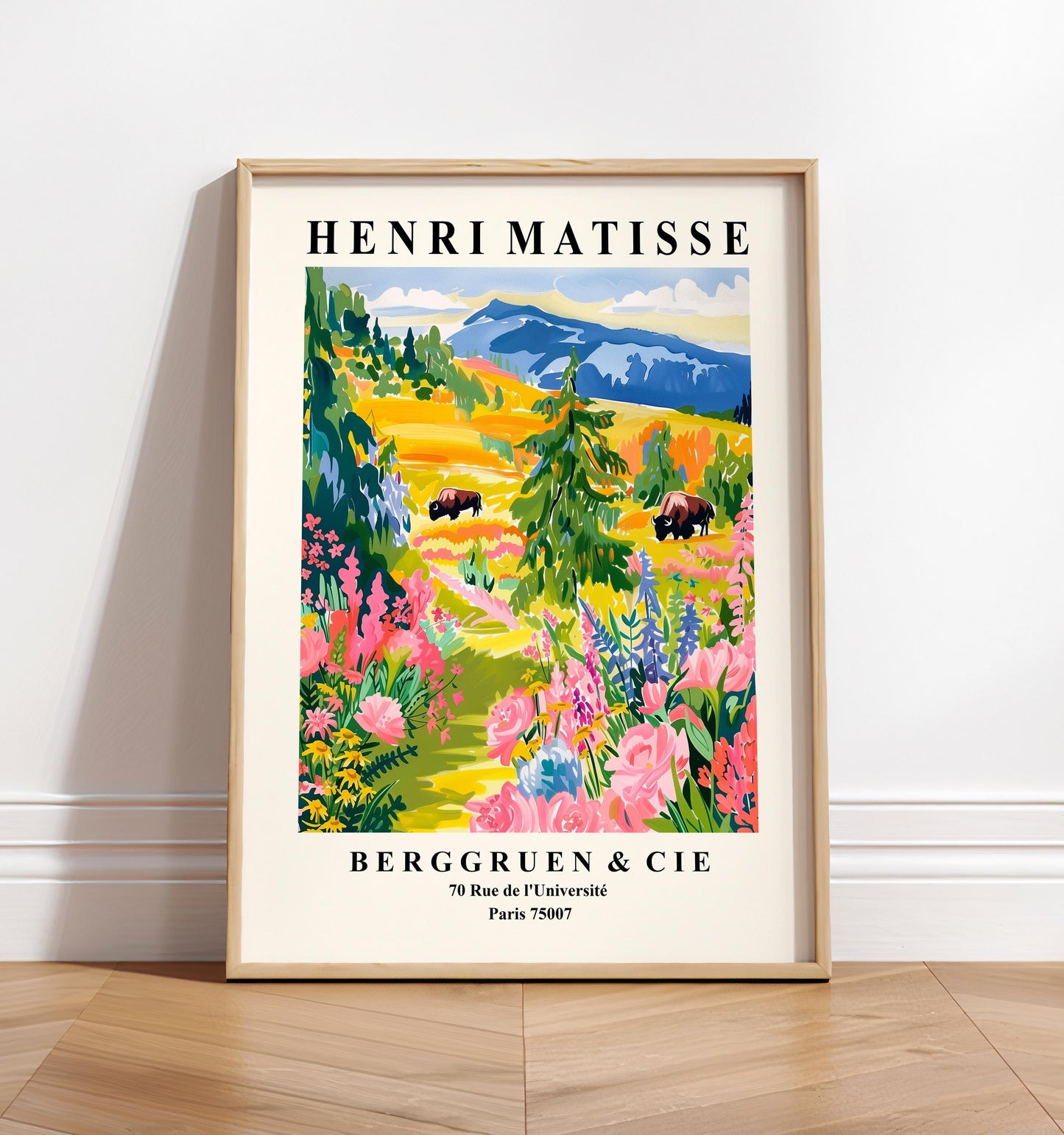 Yellowstone National Park Poster: Matisse Style Bison Art Print