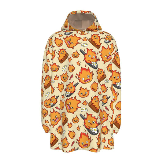 Calcifer Blanket Hoodie | Cozy Fire Wearable Blanket | Anime Loungewear