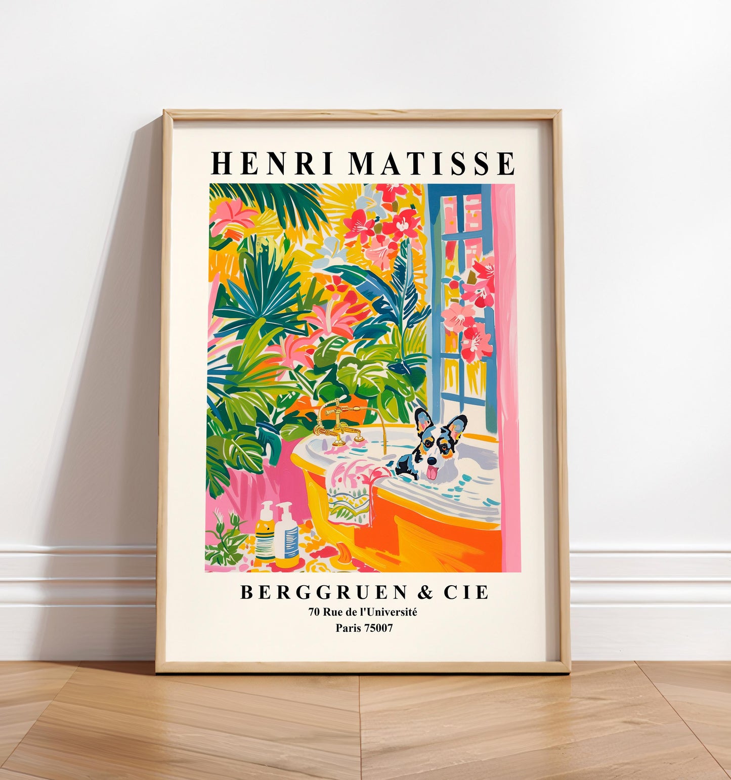 Matisse Style Corgi Art Print: Funny Bathroom Dog Lover Gift